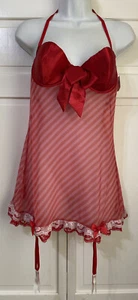 FREDERICKS OF HOLLYWOOD Sexy Red & White Babydoll Nightie Gown Large - Picture 1 of 8