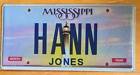 Mississippi Vanity License Plate Hann