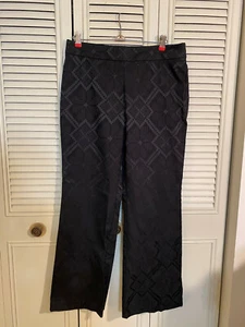 New York & Company Womens Black Pants Geometric Design City Stretch Size 10 - Picture 1 of 4