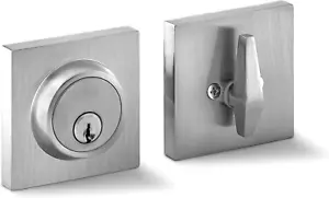 Single Cylinder Deadbolt Lock Slim Square for Front Door Modern Contemporary Hig - Picture 1 of 5