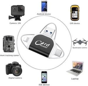 Multi-Port 4 in1 Universal Card Reader USB C Hub Multiport Adapter Plug and Play - Afbeelding 1 van 10