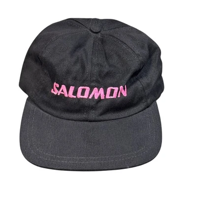 Salomon Hat Cap Fitted Mens Black Pink Embroidered USA Outdoor Ski Snowboarding - Image 1 of 4