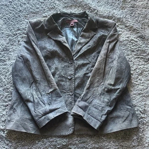 Margaret Godfrey Gray Leather Suede Jacket Coat Pockets Lined Button Size 22W - Picture 1 of 8