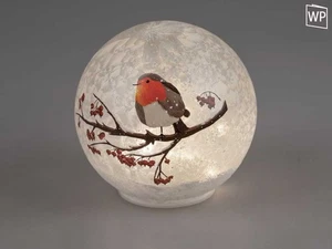 LED Deko Kugel 15cm Wintervogel Timer Batterie Weihnachten - Bild 1 von 1
