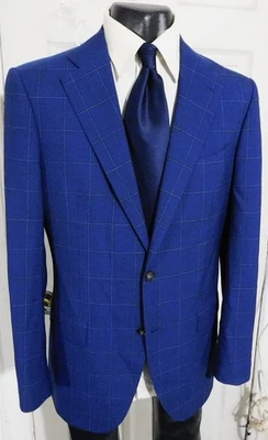ABRIGO DEPORTIVO SUITSUPPLY LANA LAZIO MOHAIR TALLA 42L AZUL CON CUADRADOS 2 BOTONES Foto 1 de 4