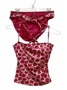 Jag Swimsuit Tankini Womens L Hot Pink Adjustable Straps Bottom Sash - Picture 1 of 8
