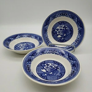 Willow Ware Royal China Berry Bowls 5 5/8" Blue Set of 3 Vintage No Chips - Picture 1 of 6