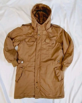 80's Vintage William Barry Jacket Campground Retro Work Chore Brown Quilted Sz S - Image 1 of 4