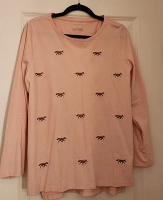 TALBOTS Embroidered Fox Crew Neck LS Tee Size 1X - Image 1 of 4