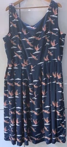 Lindy Bop ‘Lana’ Cranes Dress Blue Multi Size UK 24 NWT - Picture 1 of 7
