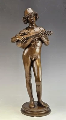 Paul Dubois French (1829-1905) Le Chanteur Florentin Bronze Statue Barbedienne - Image 1 of 4