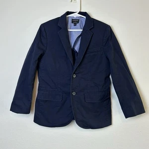 Crewcuts Thompson Blazer Boys 6-7 Navy Sport Coat 2 Button Cotton J Crew Preppy - Picture 1 of 13