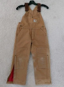Carhartt Vtg Youth- Boys Bib Overalls Size 8 Canvas Double Knee - Union Tag - Picture 1 of 16