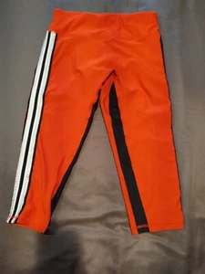 Bebe Sport Women's Athletic Capri leggings Orange/ Silver Racing Strip Medium - Picture 1 of 9