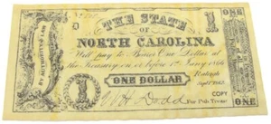 1866 $1 Dollar The State of North Carolina One Dollar Copy Reproduction - Picture 1 of 9