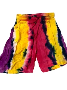 Summer Womens Gold Tye Dyed Casual Striped Shorts Large - Picture 1 of 3