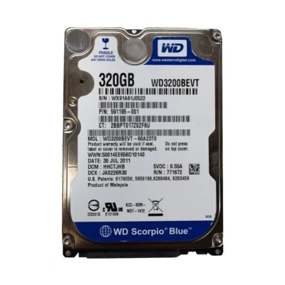 Western Digital Scorpio Blue 320GB WD3200BEVT 5400RPM 2.5" HDD HARD DRIVE - Image 1 of 3