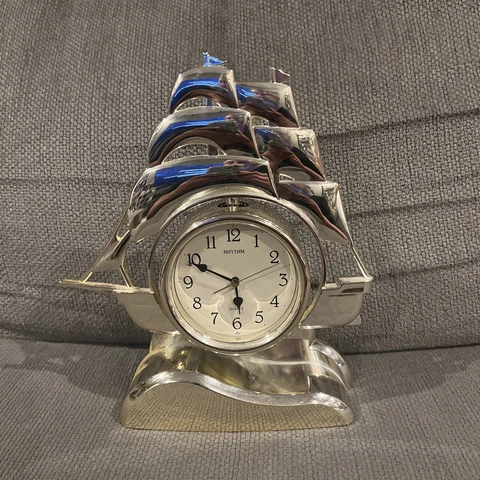 Vintage Rhythm Motion Sail Boat Clock Rocks Back And Forth - Req 1 C Battery Cover