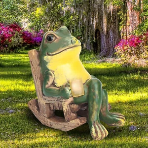 Solar Frog Garden Statue Light Outdoor Figurine Decor Lights Yard Frog Ornament - Picture 1 of 7