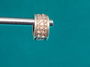 🌸 Cuentas espaciadoras ovaladas de plata Brighton con cristales rosas (B4) 🌸  - Imagen 1 de 4