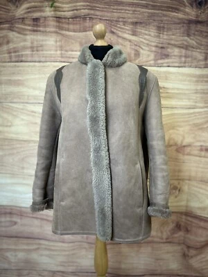 Original Vintage Taupe Woolea Lambskin/Sheepskin Shearling Short Coat, UK10/12 - Image 1 of 4