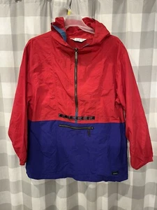VTG 90s LL Bean Pull Over 1/4 Zip Anorak Jacket Red Kids Youth XL Adult S - Picture 1 of 4