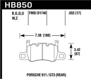 Hawk Performance HB850G.655 DTC-60 Disc Brake Pad Fits 14-19 911 Cayman Panamera - Picture 1 of 1