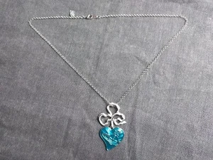 Vivienne Westwood Silver Toned Blue Heart and Bow Orb Pendant Necklace - Picture 1 of 6