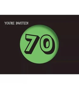 Holy Bleep You're 70 Black Over the Hill Adult 70th Birthday Party Invitations - Picture 1 of 3