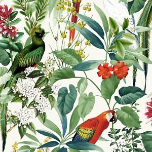 Muriva Ikala Tropical Papier Peint Fleurs Plantes Oiseaux L76204 Multi