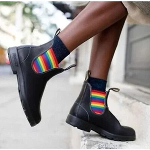 NIB Blundstone 2105 Women's Colored Leather Chelsea Boots Rainbow BLACK 7.5 - Picture 1 of 14