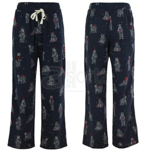 New Ladies ex M S Pyjama Bottoms Cotton Loungewear Polar Bear Short Medium Long - Picture 1 of 7