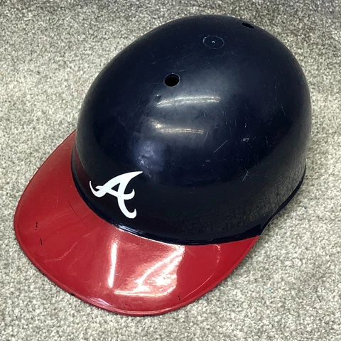 Vintage Atlanta Braves Batting Helmet Cap Hat Blue Red Laich Plastic MLB 90s Cover