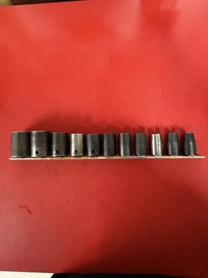 Snap-On 1/2" Drive 11 pc 6 Point SAE Shallow impact socket set 311IMYA 1" - 3/8" - Image 1 of 4