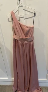 White by Vera Wang Maxi Dress Size 6 Ballet Pink Satin one shoulder Bridesmaid - Picture 1 of 5