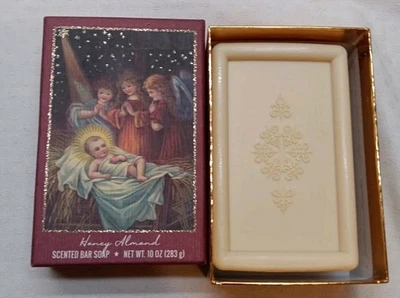 Sabonete de banho vintage perfumado com amêndoa mel na caixa de Natal!  EUA Grande 10 oz.  - Imagem 1 de 4