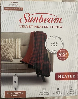 Electric Heated Throw Blanket Sense &ADJUST Model VELVET Auto-Shut Off Fast Heat - Image 1 of 4
