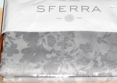 Sferra Chiara F/ Queen Duvet Cover & Boudoir Sham Grey Floral Cotton Sateen New - Image 1 of 4