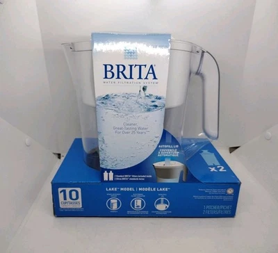 NEW SEALED Brita Lake Color Series WHITE 10 Cup 1 Pitcher 2 Filters - Image 1 of 4