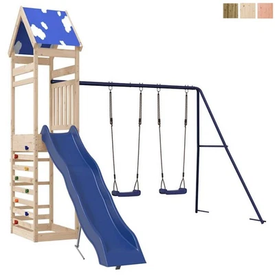 Spielturm Klettergerüst mit Rutsche Schaukeln Kletterwand Kinder Kletterturm - Bild 1 von 4