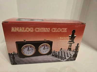 ANALOG CHESS CLOCK, Black With Brass Colored Bezels. New In Box! - Image 1 of 4