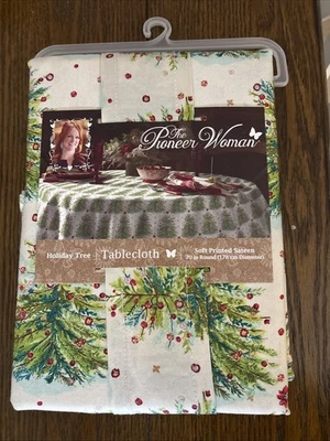 Pioneer Woman 70" Round Holiday Tree Tablecloth Round Soft Sateen NWT Christmas - Image 1 of 3
