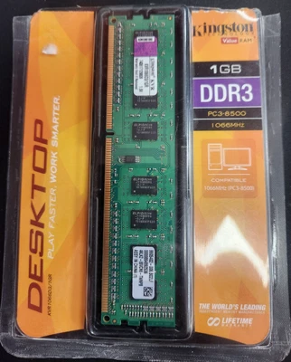 Kingston KVR1066D3 - 1GB 1x1GB DDR3 PC3-8500 ECC UNBUFFERED New Unopened - Image 1 of 4