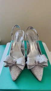 J.Renee Women’s Charise Silver Bling Stilettos With Bling Bow Sz 8.5 M - Picture 1 of 5