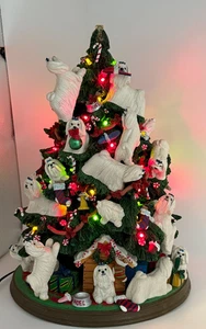 Danbury Mint Maltese Dog Lighted Christmas Tree Rare Dog Works - Picture 1 of 11