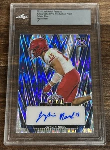 ‼️2024 LEAF METAL JAYLIN NOEL AUTO RC #1/1 Slab IOWA ST Houston Texans Blue - Picture 1 of 2