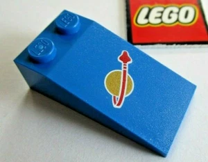 LEGO Blue Slope 18° 4x2 with Classic Space Logo Decoration - 17982, 47699 - Picture 1 of 3