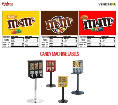 (3) CANDY VENDING MACHINE STICKERS LABELS - NUTRITION INFO - M&Ms - 2.5" x 2.5" - Image 1 of 4