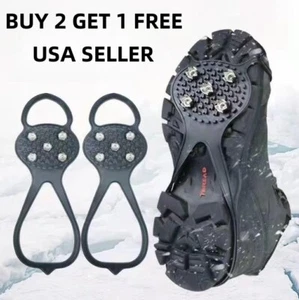 1 Pair Universal Non-Slip Gripper Spikes Over Shoe Cleats 5 Teeth Studs - Picture 1 of 7