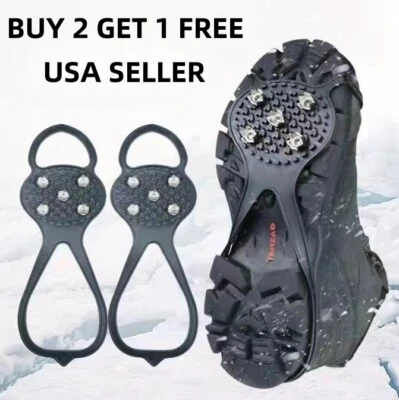 1 Pair Universal Non-Slip Gripper Spikes Over Shoe Cleats 5 Teeth Studs